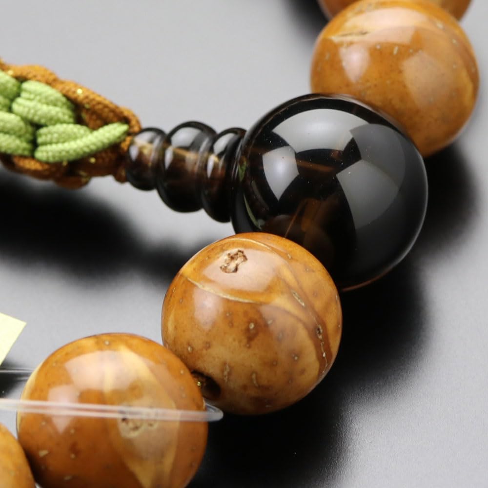 菩提根 彫玉 茶水晶 念珠 菩提根 彫玉 茶水晶 念珠 菩提根